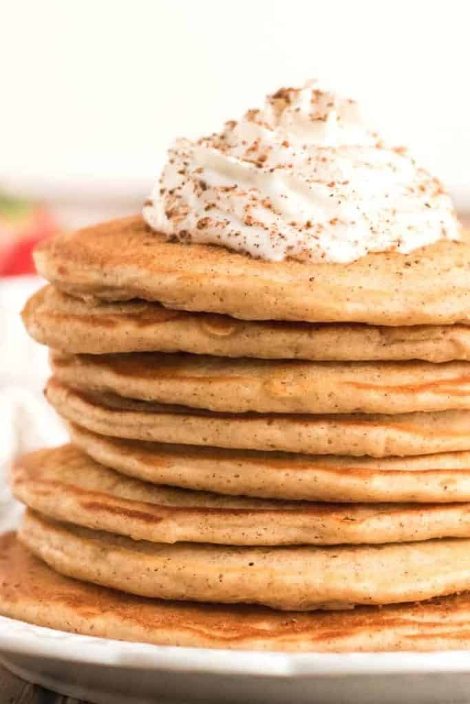 stack of eggnog pancakes.