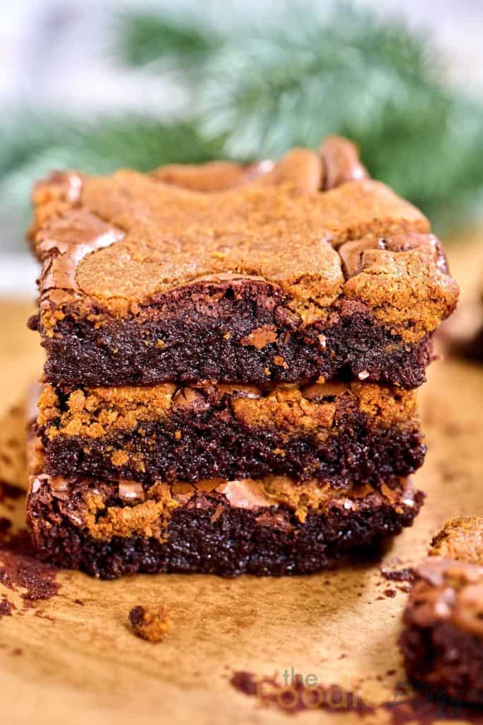 stack of gingerbread brownies.