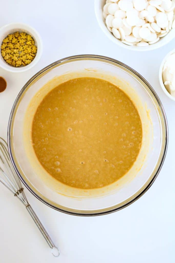 gingerbread cake mixture in bowl.