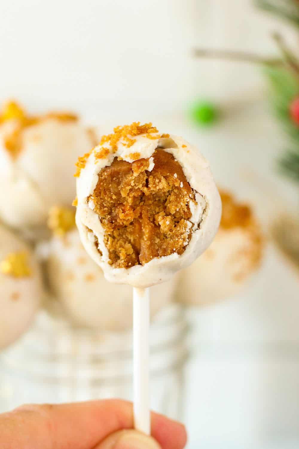 close up of christmas cake pop.