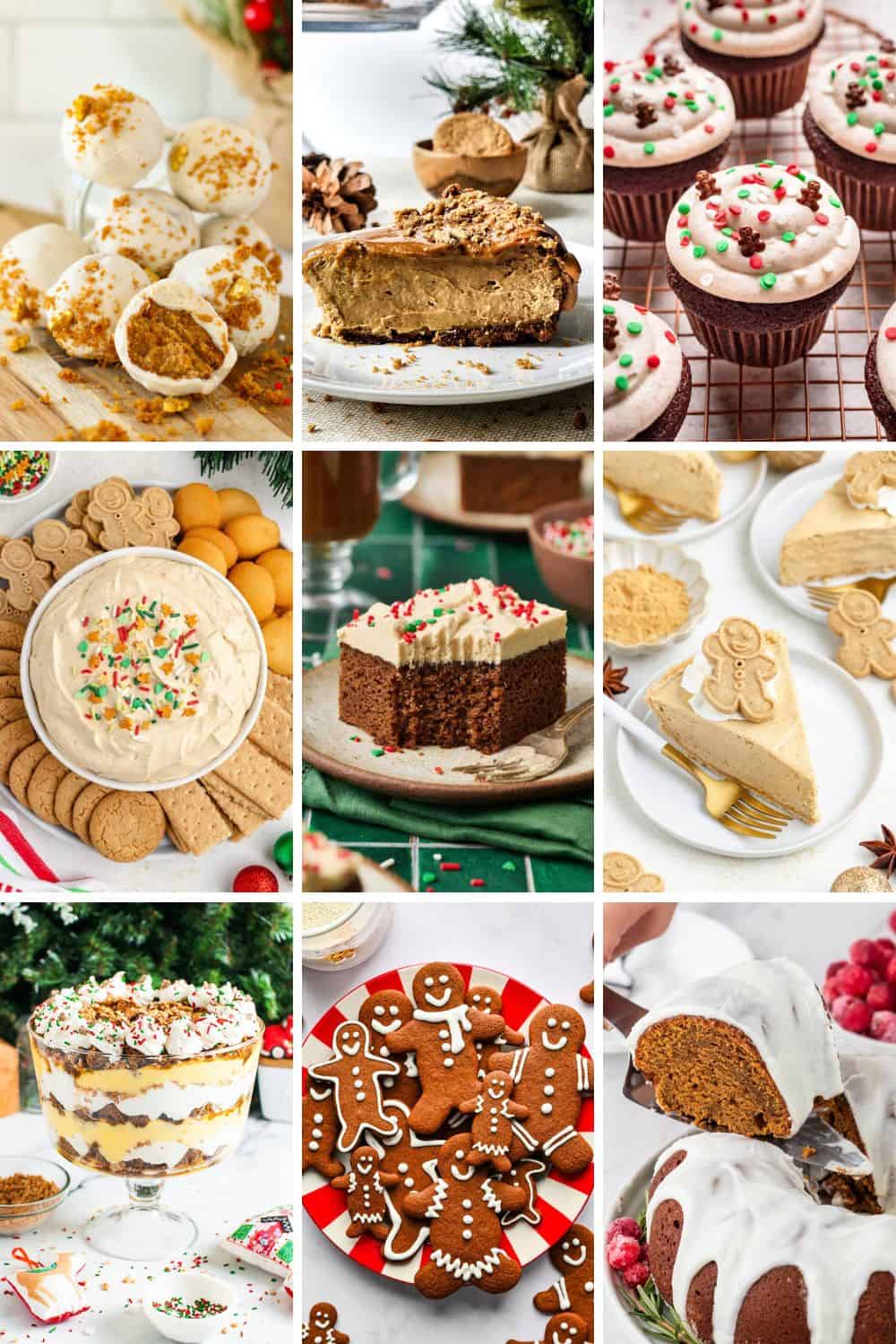 collage of gingerbread dessert recipes.