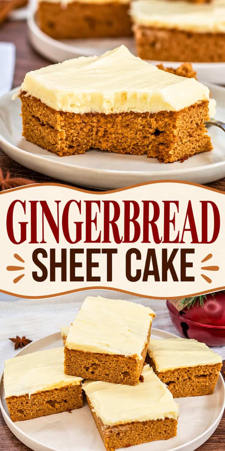 frosted gingerbread sheet cake collage.