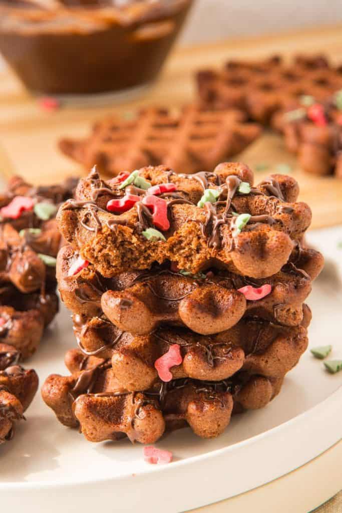stack of waffle cookies.
