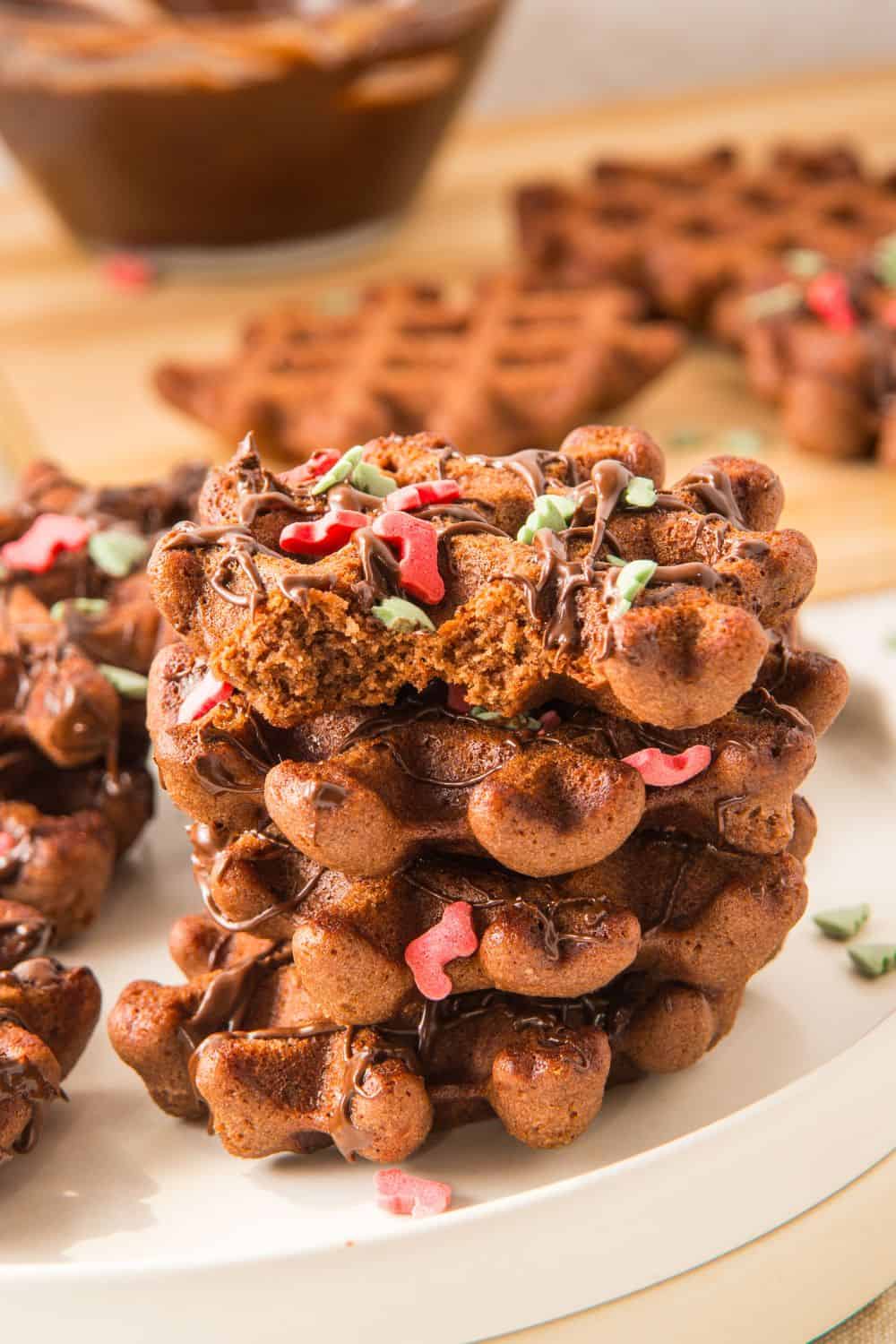 stack of waffle cookies.