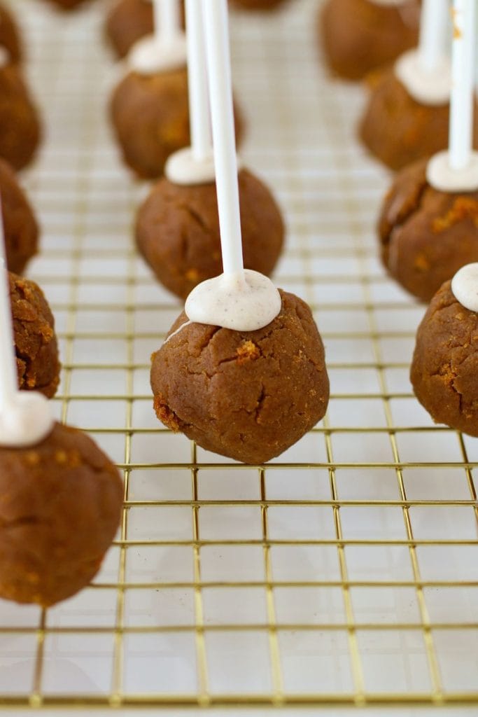 gingerbread cake balls with stick.