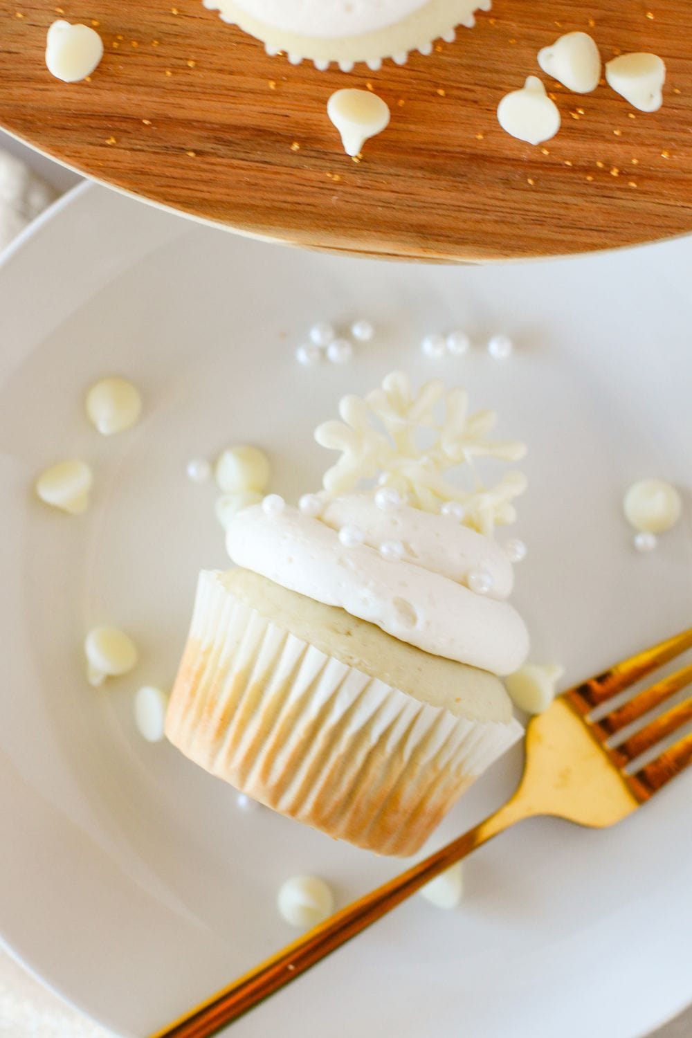 top view of christmas snowflake cupcake.