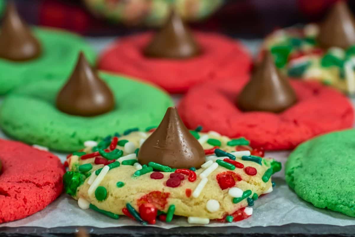christmas blossom cookies closeup.