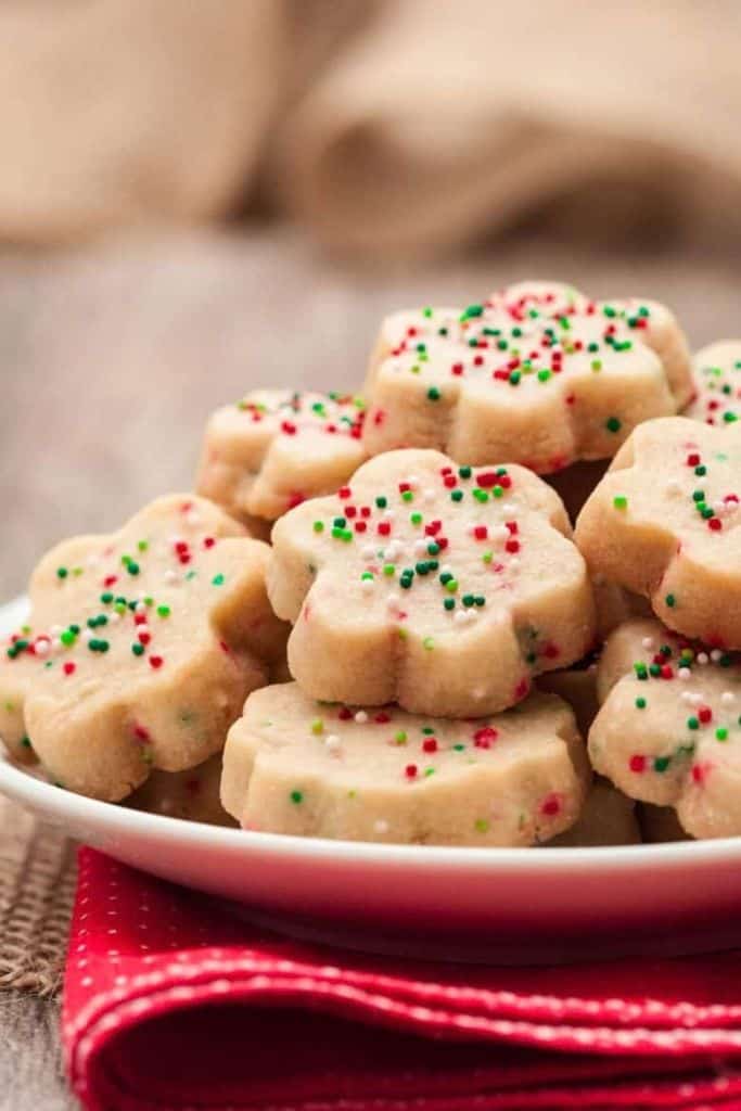 cute shortbread cookies with festive sprinkles.