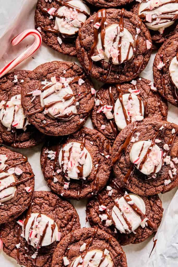 hot cocoa chocolate cookies with marshmallows.