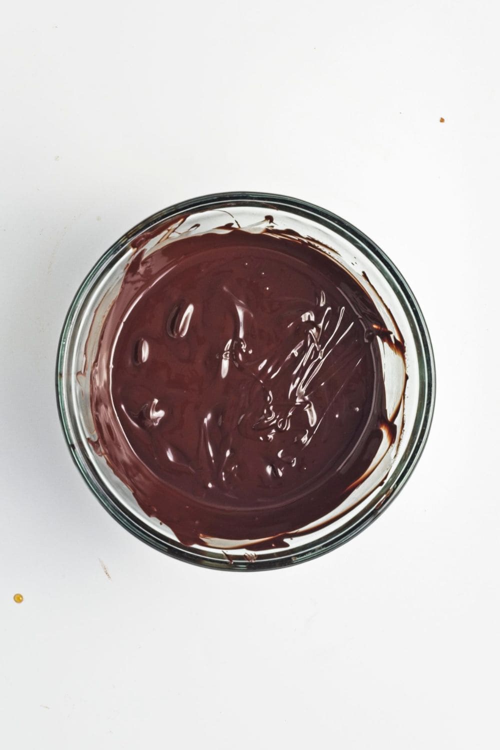 melted dark chocolate in bowl.