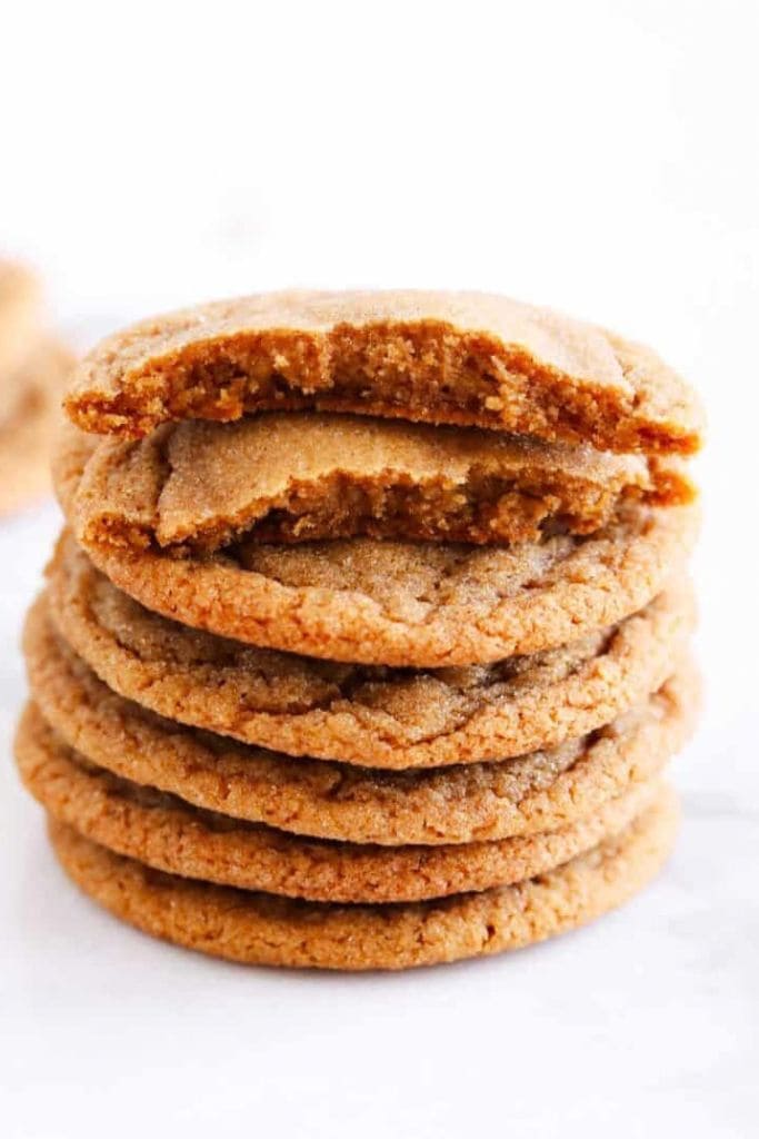 stack of soft molasses ginger cookies.