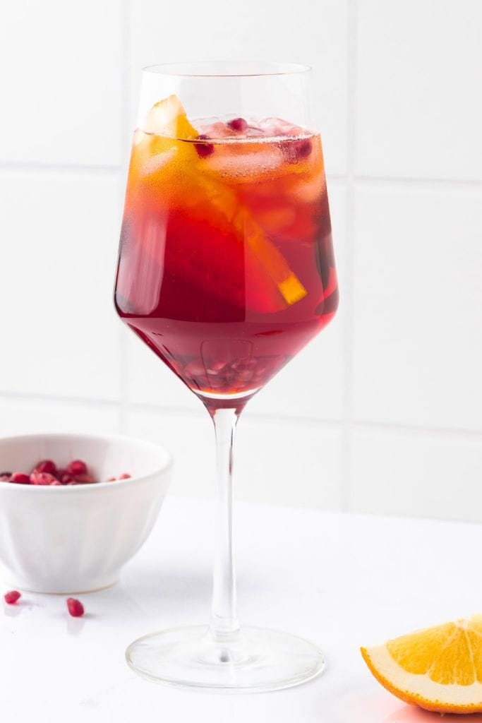pomegranate aperol spritz cocktail.