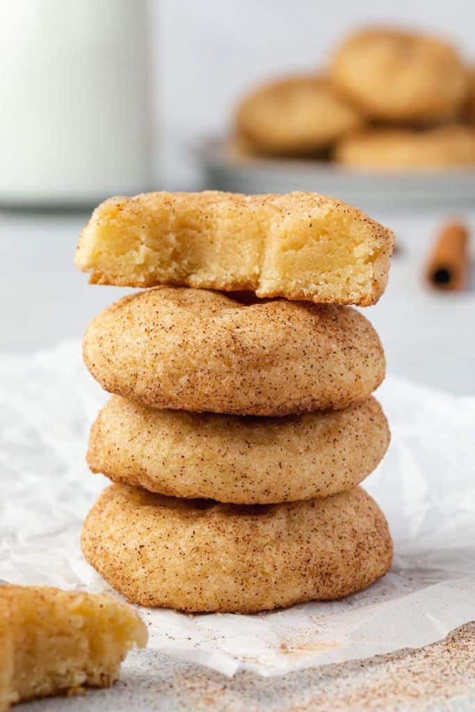 stack of cinnamon snickerdoodle cookies.
