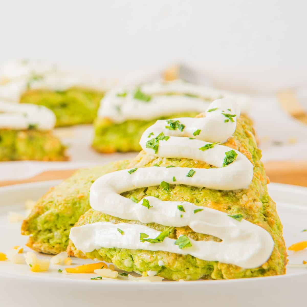 cheese scone on plate.
