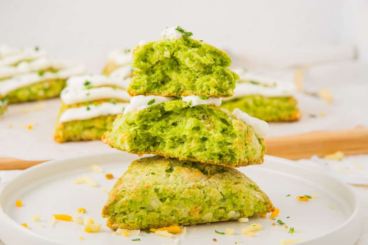 stack of cheese spinach scones.